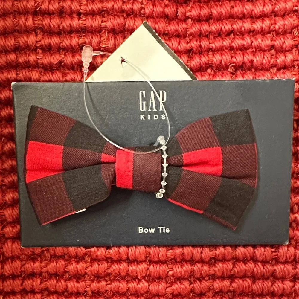 GAP Kids Red and Black Checkered Bow Tie